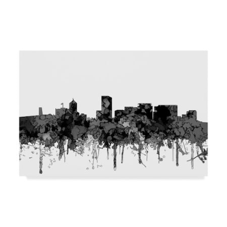 Marlene Watson 'Portland Oregon Skyline B And W' Canvas Art,30x47